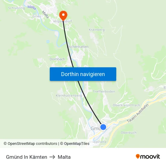 Gmünd In Kärnten to Malta map