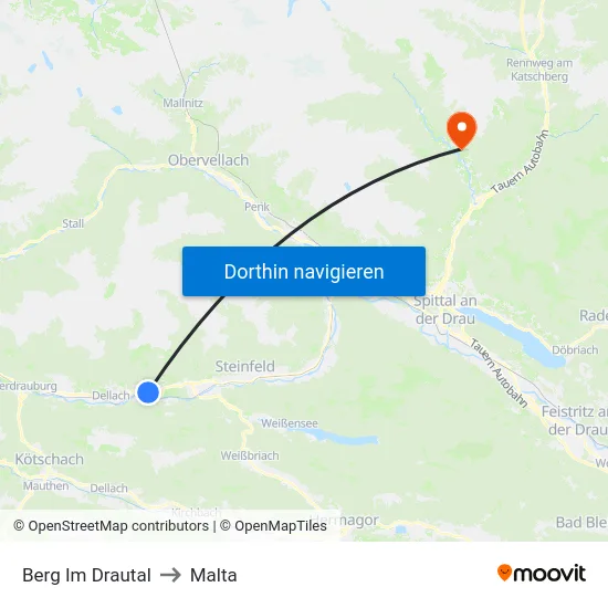 Berg Im Drautal to Malta map