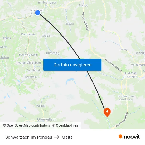 Schwarzach Im Pongau to Malta map