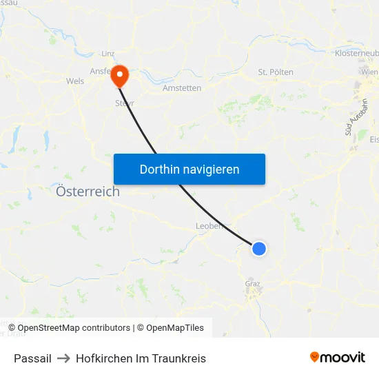 Passail to Hofkirchen Im Traunkreis map