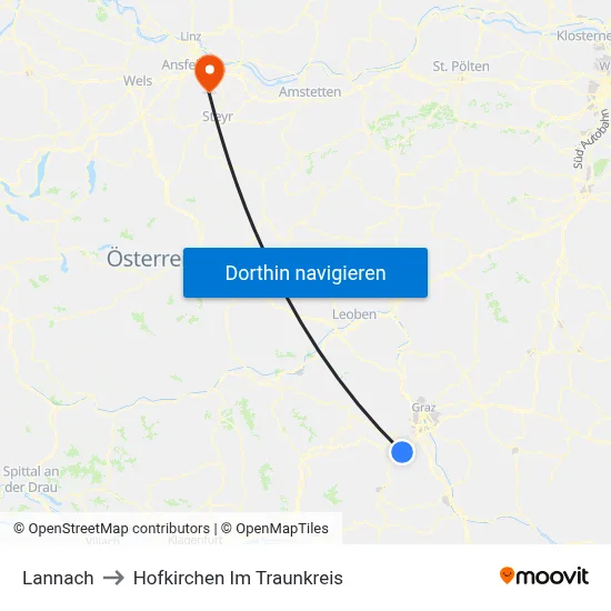 Lannach to Hofkirchen Im Traunkreis map