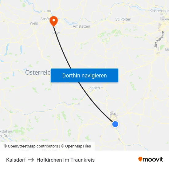 Kalsdorf to Hofkirchen Im Traunkreis map