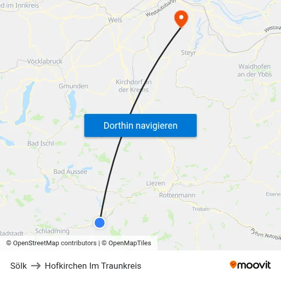 Sölk to Hofkirchen Im Traunkreis map