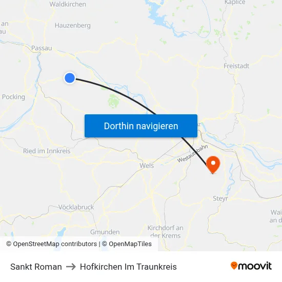 Sankt Roman to Hofkirchen Im Traunkreis map
