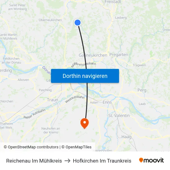 Reichenau Im Mühlkreis to Hofkirchen Im Traunkreis map