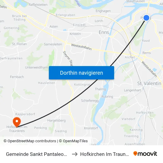 Gemeinde Sankt Pantaleon-Erla to Hofkirchen Im Traunkreis map