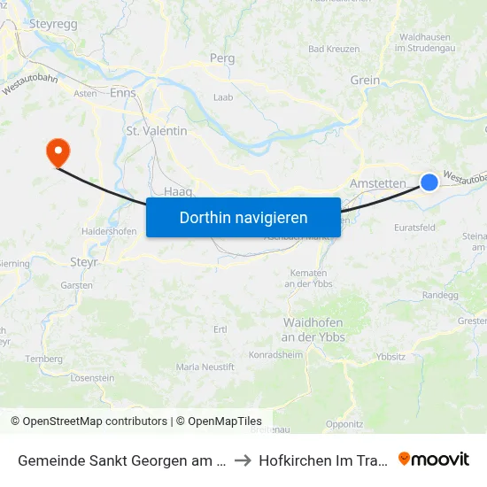 Gemeinde Sankt Georgen am Ybbsfelde to Hofkirchen Im Traunkreis map