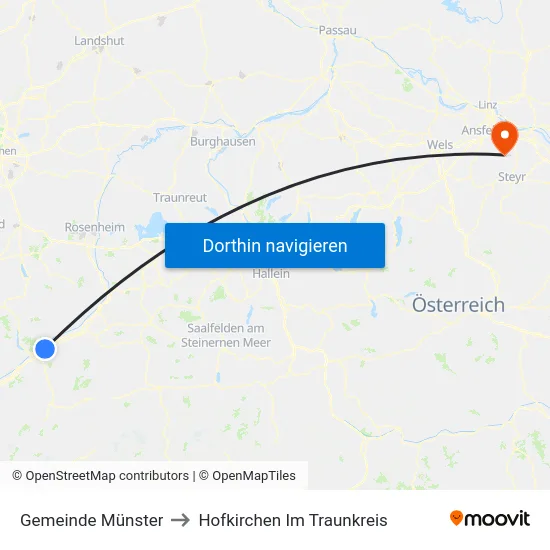 Gemeinde Münster to Hofkirchen Im Traunkreis map