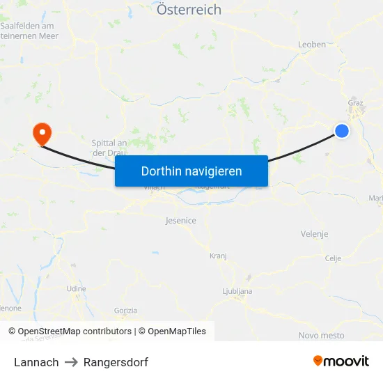 Lannach to Rangersdorf map