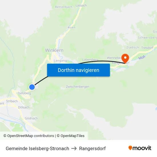 Gemeinde Iselsberg-Stronach to Rangersdorf map