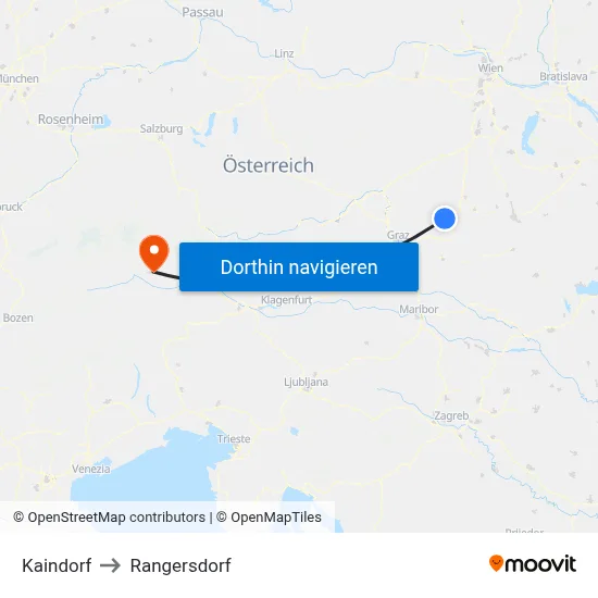 Kaindorf to Rangersdorf map