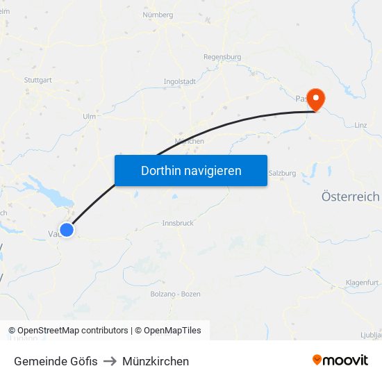 Gemeinde Göfis to Münzkirchen map