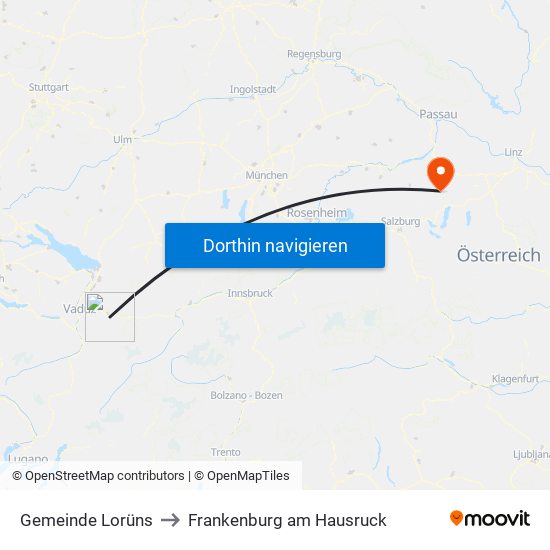 Gemeinde Lorüns to Frankenburg am Hausruck map