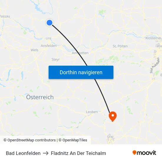Bad Leonfelden to Fladnitz An Der Teichalm map