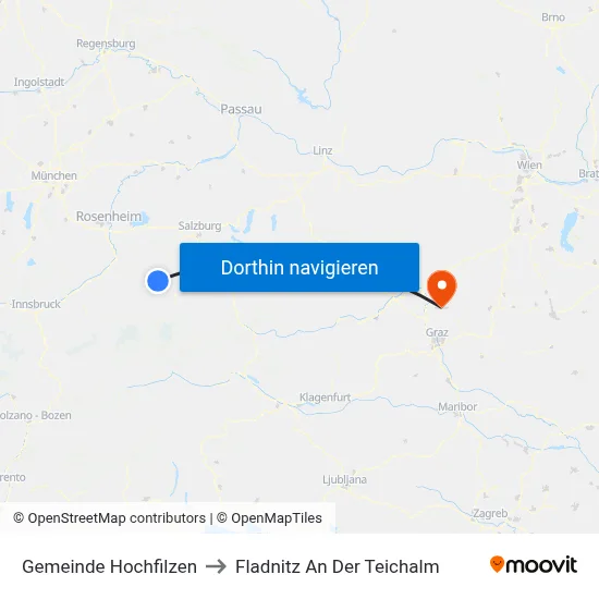 Gemeinde Hochfilzen to Fladnitz An Der Teichalm map