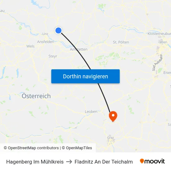 Hagenberg Im Mühlkreis to Fladnitz An Der Teichalm map