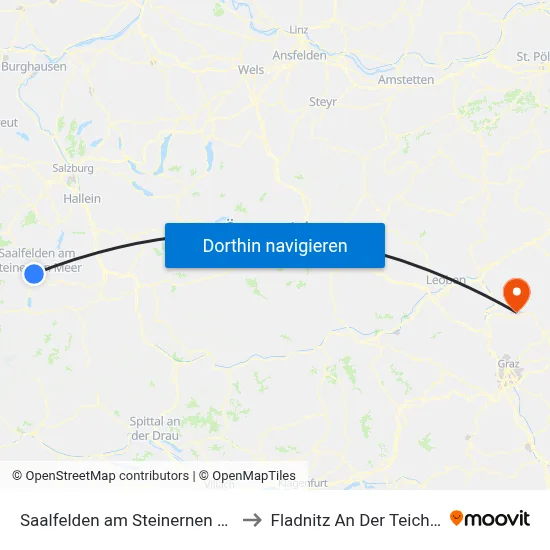 Saalfelden am Steinernen Meer to Fladnitz An Der Teichalm map