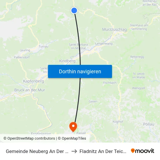 Gemeinde Neuberg An Der Mürz to Fladnitz An Der Teichalm map