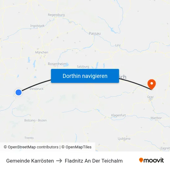 Gemeinde Karrösten to Fladnitz An Der Teichalm map
