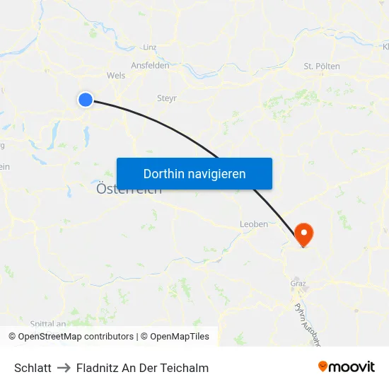 Schlatt to Fladnitz An Der Teichalm map