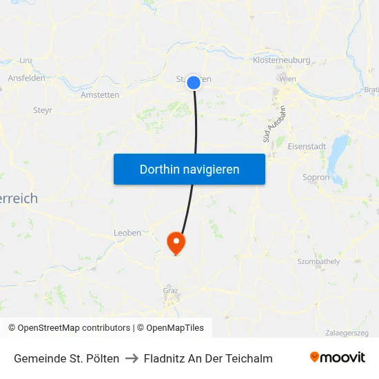 Gemeinde St. Pölten to Fladnitz An Der Teichalm map