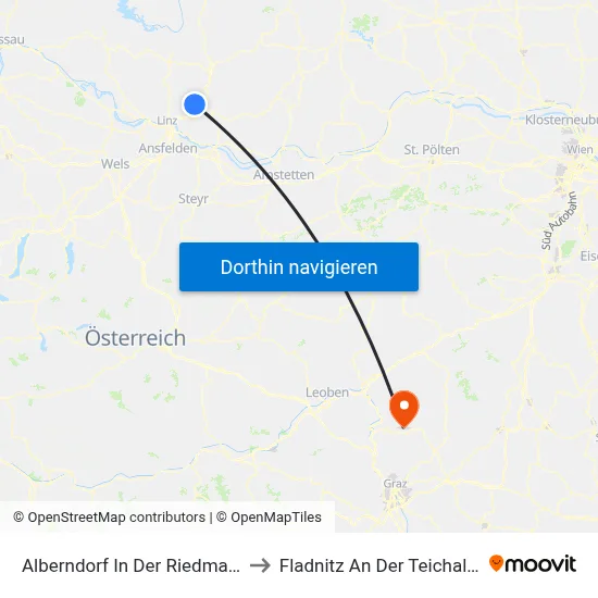 Alberndorf In Der Riedmark to Fladnitz An Der Teichalm map