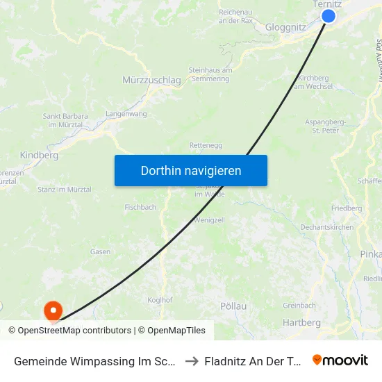 Gemeinde Wimpassing Im Schwarzatale to Fladnitz An Der Teichalm map