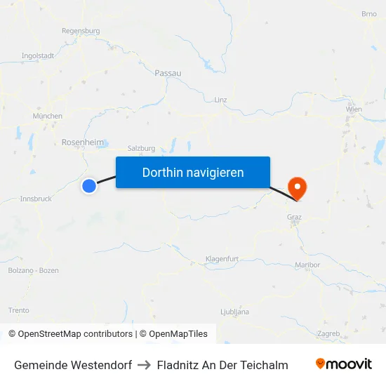Gemeinde Westendorf to Fladnitz An Der Teichalm map