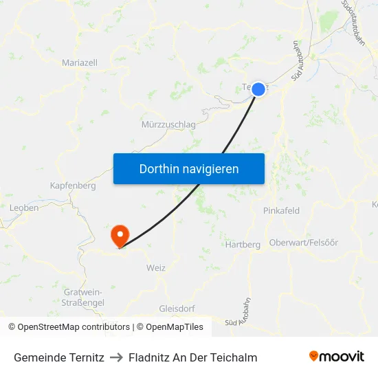 Gemeinde Ternitz to Fladnitz An Der Teichalm map