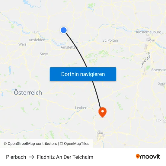 Pierbach to Fladnitz An Der Teichalm map
