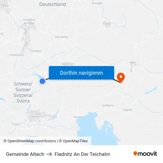 Gemeinde Altach to Fladnitz An Der Teichalm map