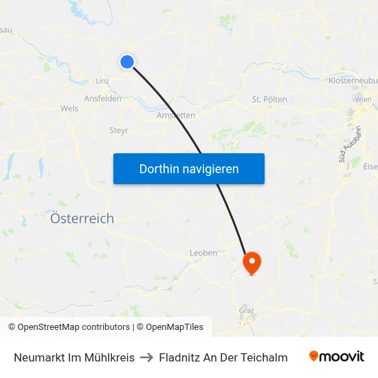 Neumarkt Im Mühlkreis to Fladnitz An Der Teichalm map