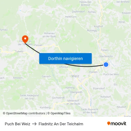 Puch Bei Weiz to Fladnitz An Der Teichalm map