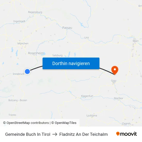Gemeinde Buch In Tirol to Fladnitz An Der Teichalm map
