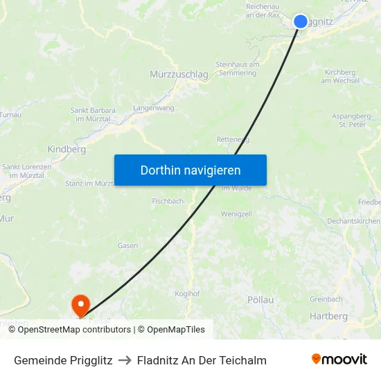 Gemeinde Prigglitz to Fladnitz An Der Teichalm map