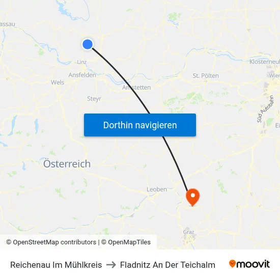 Reichenau Im Mühlkreis to Fladnitz An Der Teichalm map