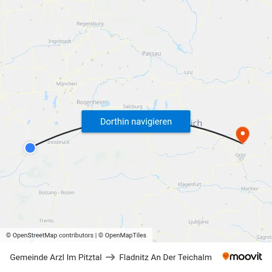 Gemeinde Arzl Im Pitztal to Fladnitz An Der Teichalm map