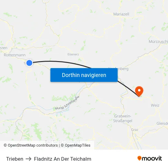 Trieben to Fladnitz An Der Teichalm map