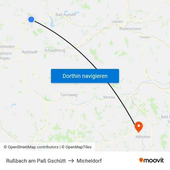 Rußbach am Paß Gschütt to Micheldorf map