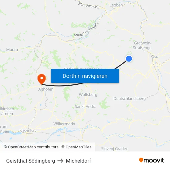 Geistthal-Södingberg to Micheldorf map