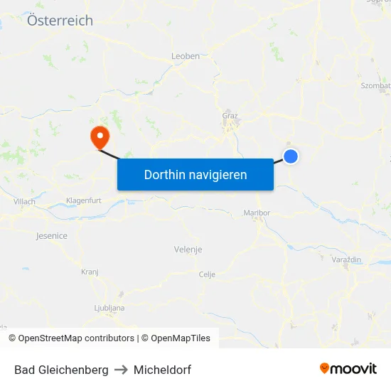 Bad Gleichenberg to Micheldorf map