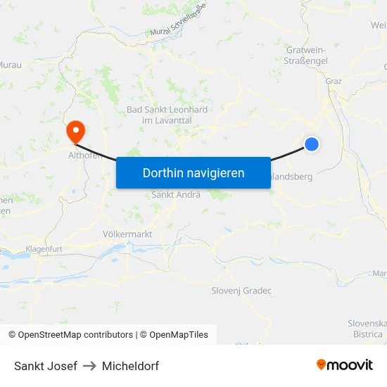 Sankt Josef to Micheldorf map