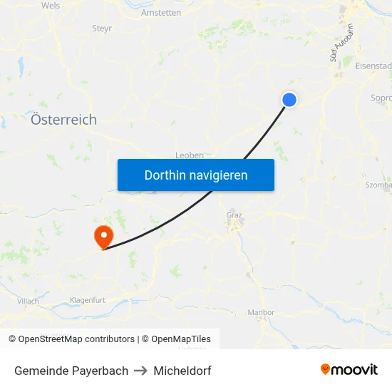 Gemeinde Payerbach to Micheldorf map