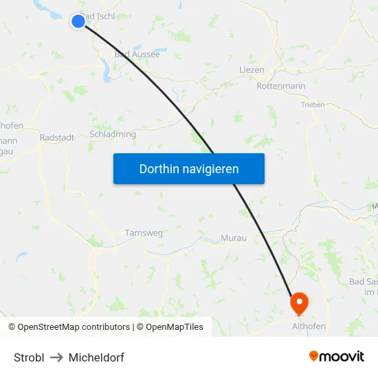 Strobl to Micheldorf map