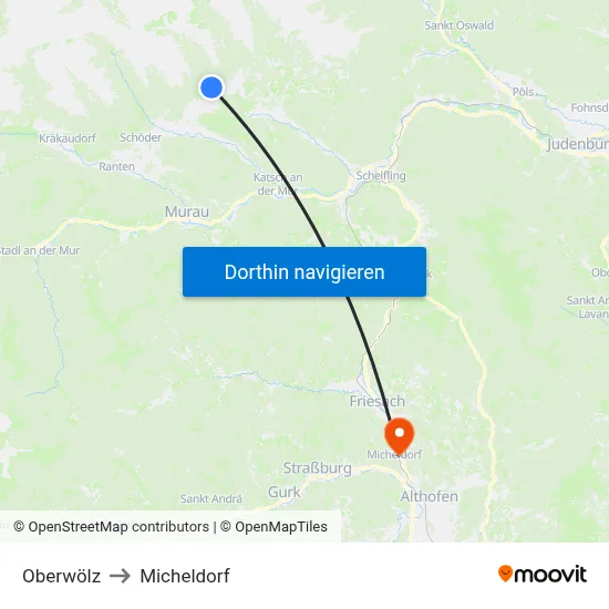 Oberwölz to Micheldorf map