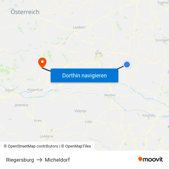 Riegersburg to Micheldorf map