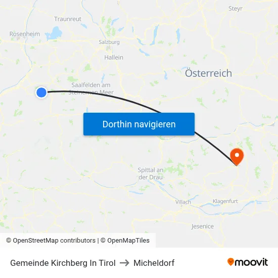 Gemeinde Kirchberg In Tirol to Micheldorf map