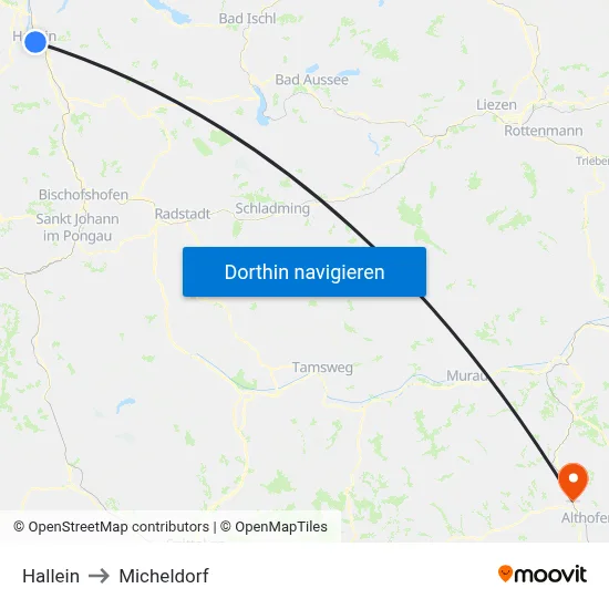 Hallein to Micheldorf map