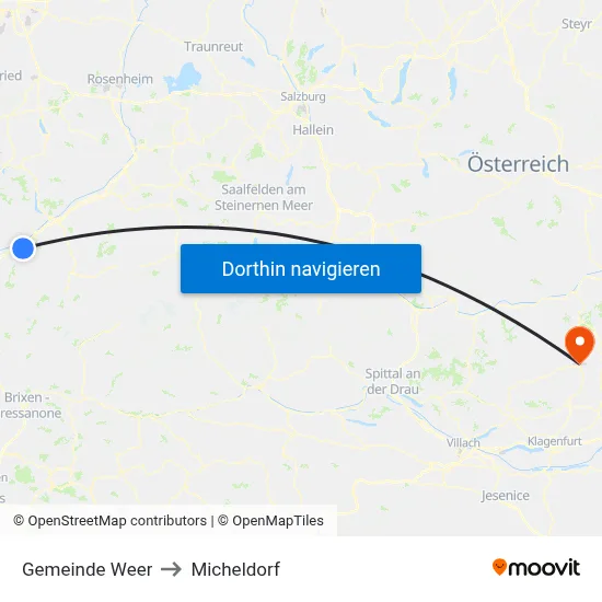 Gemeinde Weer to Micheldorf map