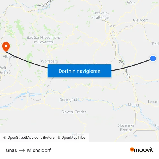 Gnas to Micheldorf map